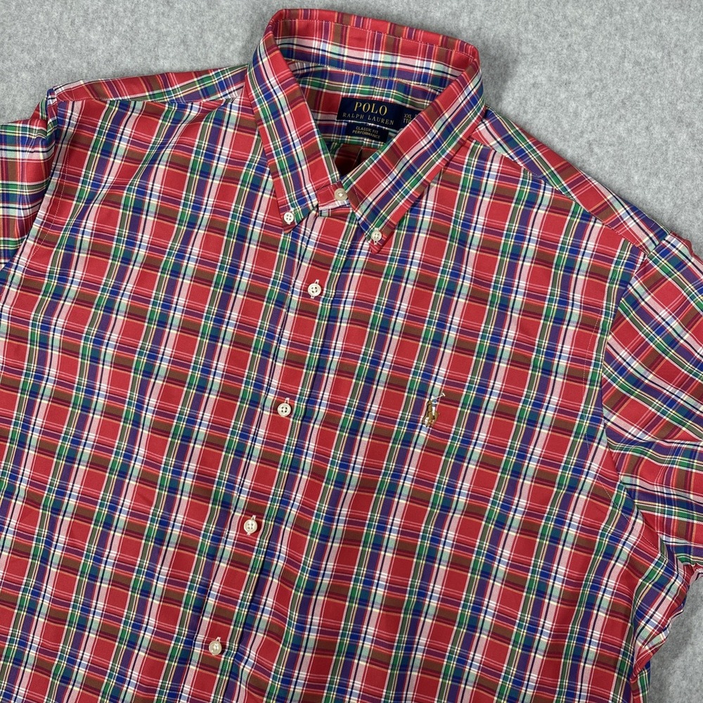 Polo Ralph Lauren XXL Performance Long Sleeve Shirt Red Plaid Classic Fit Pony